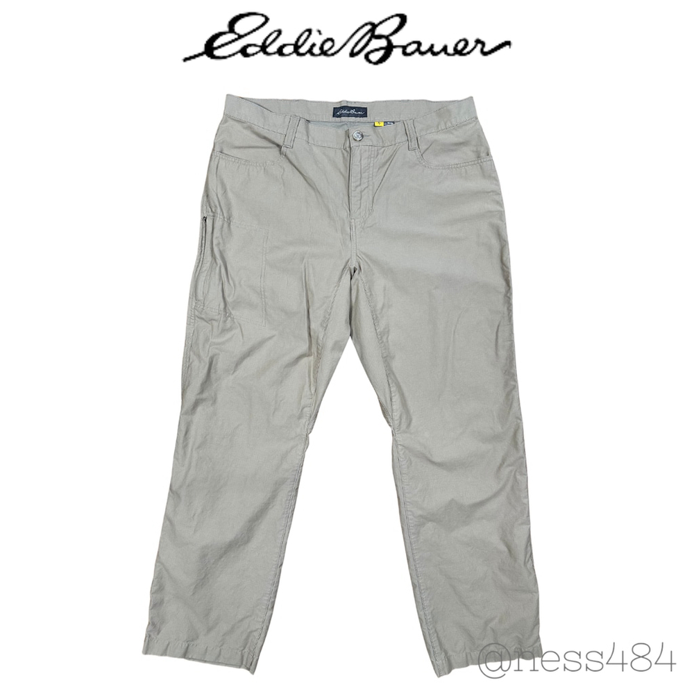 Eddie Bauer‎ Travex Mens Khaki Cargo Pants Size 38x32 Zip Pocket Outdoor Casual